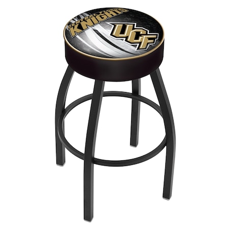 Holland Bar Stool Co 30" 4" Central Florida Cushion Seat, Blk Wrinkle Base Swivel Bar Stool L8B130CenFla-D2
